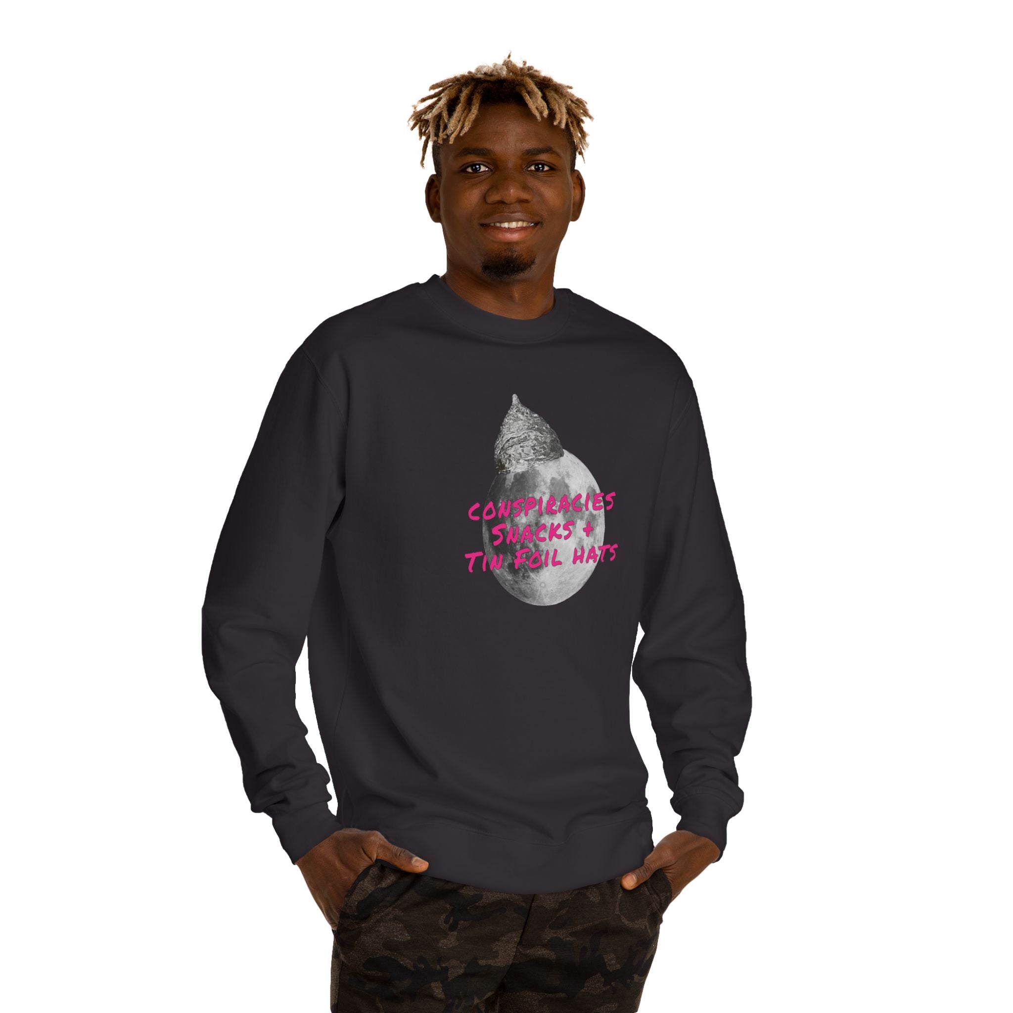 Snacks and Tin Foil Hats Logo - Unisex Crew Neck Sweatshirt