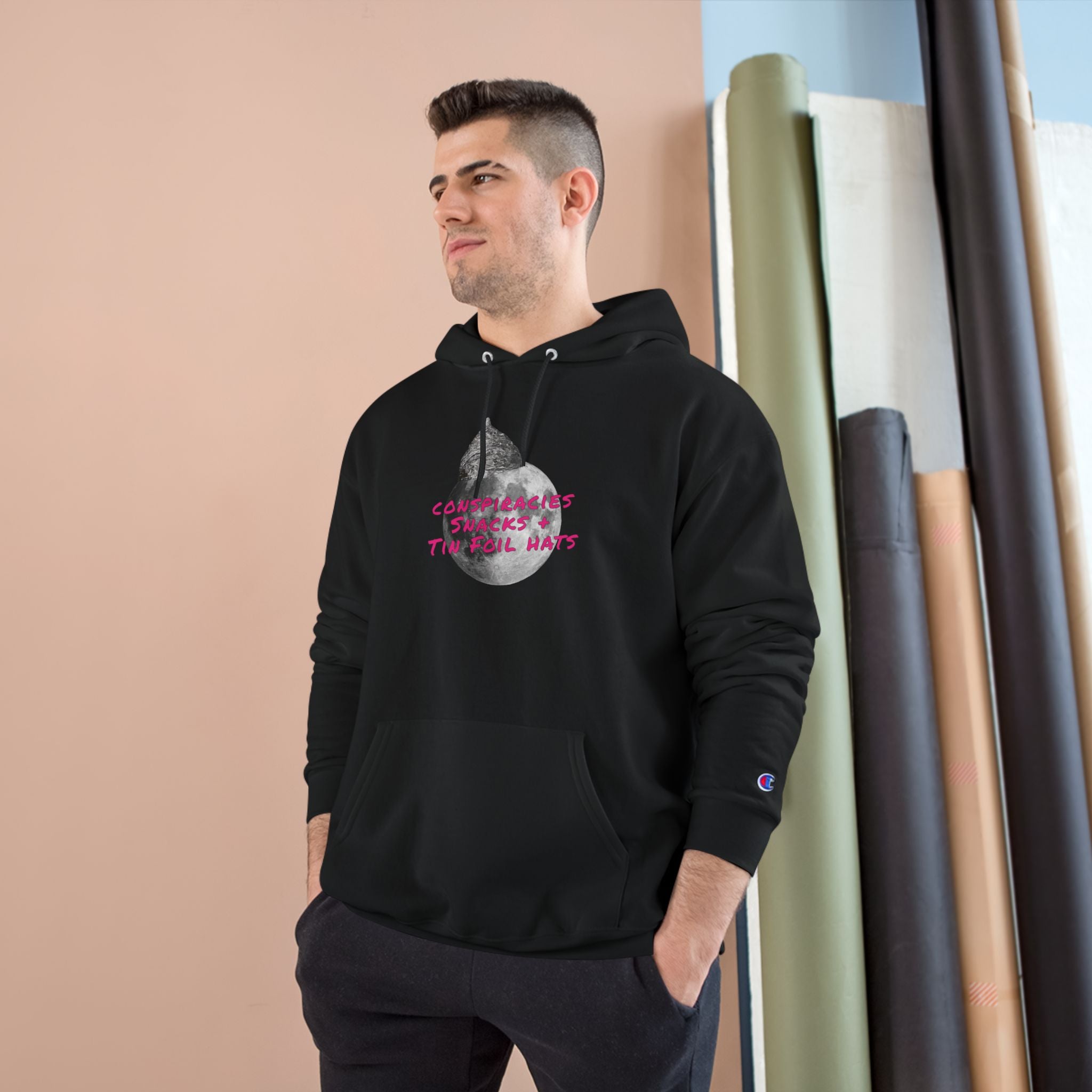 Snacks and Tin Foil Hats Logo - Champion Hoodie